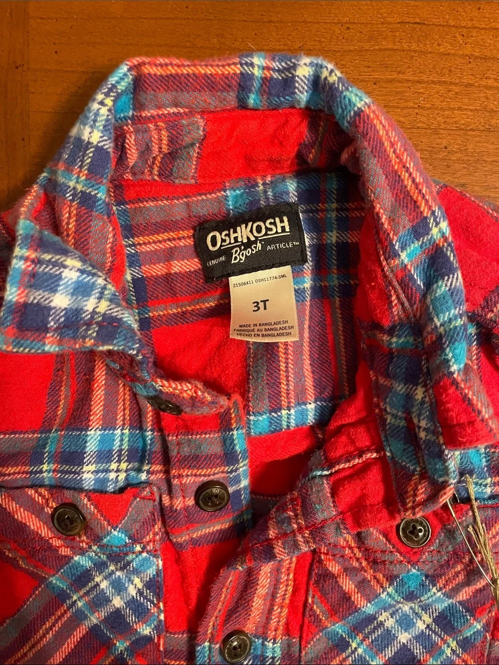 OshKosh B'gosh Red and Blue Plaid Button-Down Shirt